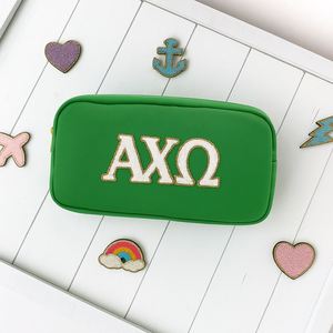 Custom Eco-Friendly Nylon Chenille Makeup Bag with Greek & Sorority Letters Multi-Color Water Resistant Lightweight Travel Bag - Product Image 1