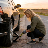 Kit de cric à ciseaux 1 tonne en acier robuste avec clé à cliquet, outil de changement de pneu pour voiture, SUV, réparation d'urgence