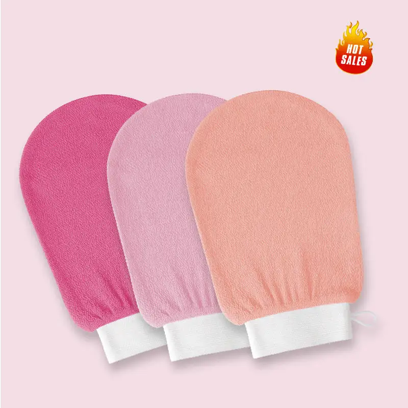 Manoplas exfoliantes coreanas con logotipo impreso personalizado para ducha corporal Gants viscosa Guantes exfoliantes