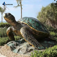Ocean Series-Sculpture de tortue de mer en bronze réaliste avec coquille texturée pour stations balnéaires (installation artistique résistante aux intempéries)