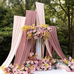 ستائر خلفية للزفاف من قماش الحرير الحليبي، ستائر جدارية وسقفية من البوليستر لخلفيات التصوير في حفلات الزفاف - Product Image 1