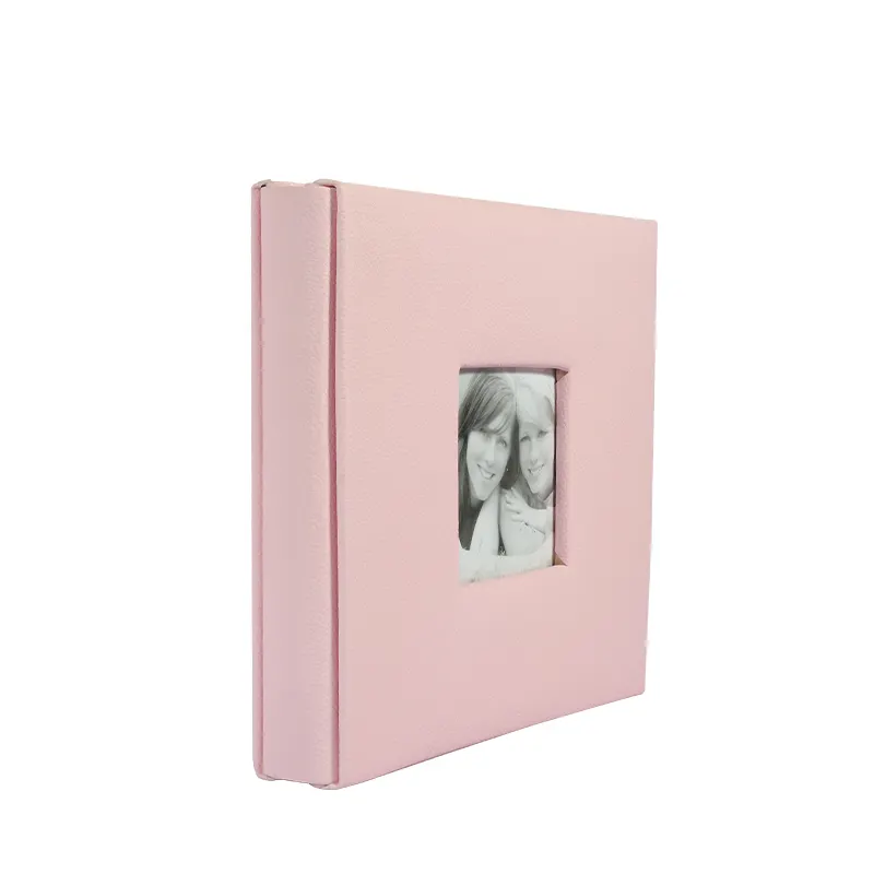 High Quality 8X8 Family Or Wedding Gift Photo Album Custom Pink PU Fabric Screw Binding Photo Album
