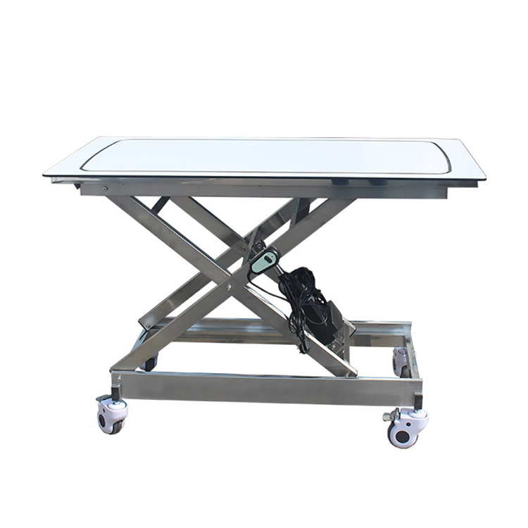 Mesa de operaciones de elevación de acero inoxidable para veterinaria de diseño conciso Mesa de cirugía
