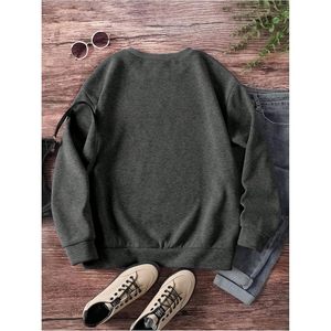 Sweat-shirt personnalisé pour femme, col rond, manches longues, coupe classique, tricoté en mélange de coton, pull décontracté - Product Image 1