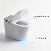 Toilette intelligente avec réservoir intégré, siège chauffant, cuvette allongée, télécommande, siphon en P et en S pour salle de bain résidentielle