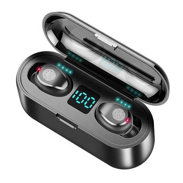 Factory Hot Sales Wireless Earbuds F9 Promotion Wireless 5.0 Ear Buds Earphone With 2000mah Charging Box Headsets