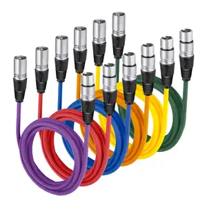 NEEWER XLR macho para XLR fêmea microfone áudio colorido cobra cabos 6 pacote 3 pés/1m cabo de microfone