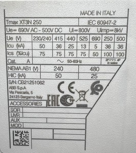 Nouveau SACE TMAX 3 N 250 4 broches R200 INN= 100% pour PLC – Expertise technique approfondie avec un maintien industriel fiable - Product Image 4