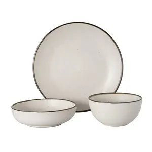 Kitchen Plates Set Ceramic Dinnerware Service Set 3pcs Luxury Chinese Dinner Sets