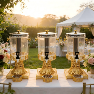 Distributeur de boissons 8L Royal Gold gaufré pour mariages, hôtels et services de restauration de petites entreprises – Serveur de jus de fruits, limonade et boissons froides - Product Image 4