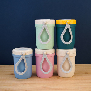 Tasse à soupe écologique en paille de blé, étanche, sans BPA, avec couvercle en forme de cœur, pot alimentaire portable pour étudiants, école, bureau - Product Image 5