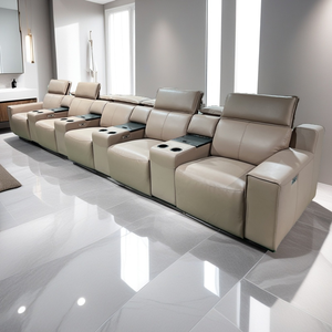 Canapé de cinéma inclinable électrique <span class=keywords><strong>royal</strong></span> moderne italien Mobilier de cinéma maison en cuir noir Sièges de cinéma VIP pour salon - Product Image 4