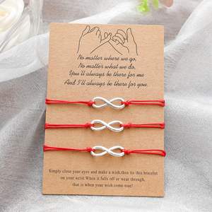 手工制作的无限标志魅力友谊手链小指发誓承诺可调花边绳最好的朋友情人情侣手链 - Product Image 4