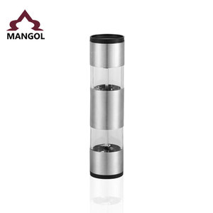 Moulin à poivre à double tête 2 en 1, moulin à sel et à poivre manuel, forme cylindrique portable pour les voyages et la cuisine - Product Image 5