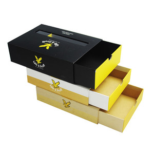 Impresión nuevo diseño cajón <span class=keywords><strong>de</strong></span> cartón negro mate deslizante PET estilo PVC ventana ropa interior caja <span class=keywords><strong>de</strong></span> embalaje - Product Image 4