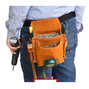 Genuine Full Grain Leather Heavy Duty Multi Pockets Construction Rig Carpenters <b>Tool</b> <b>Belt</b> Multifunctional Storage Bag - Product Image 6