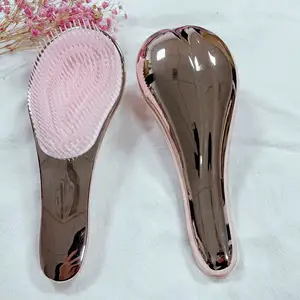 Groothandel Natte Haren Borstel Promotie Goedkope Rose Goud Roze Private Label Electroplated Detangling Hair Brush