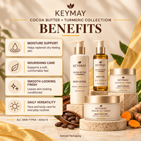 Ensemble de soins de la peau en 4 pièces à base de beurre de cacao et de curcuma, lotion pour le corps, huile pour le corps, crème pour le visage, soin du corps, raffermissant, hydratant, OEM ODM