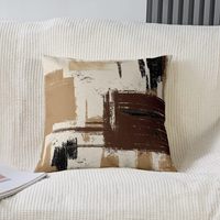 Housse de coussin moderne et artistique, taie d'oreiller en lin géométrique à lignes abstraites colorées, adaptée à la décoration de la maison