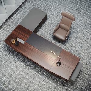 Mesa de oficina ejecutiva en forma de L moderna de alta calidad Muebles de madera de fácil montaje para Boss CEO o Manager Certificado CE - Product Image 5