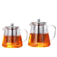 Service à thé classique en verre avec filtre, théière en borosilicate haute résistance, corps droit, bec en acier, résistant à la chaleur, 1L