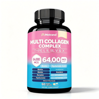 64000MCG Complexe Multi-Collagène 14-en-1 Capsules Type I V X Biotine Soutien Peau Cheveux Ongles Articulations 60 Capsules Végétales Vente en Gros OEM
