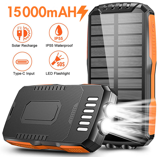 Wholesale Portable Solar Energy Power Bank 20000 30000 36000 50000 100000 200000mah With Wireless Charging for iPhone Mobile Mac