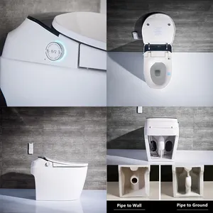 SALA ENTIÈREMENT Automatique toilette s'asseoir en céramique évier salle de bain toilette intelligente toilette wc noir