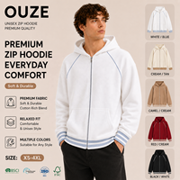 Cardigan Homme Zippé Intégral en Coton Lavé Rayé Tricoté 380 g/m² Épais Style Streetwear Oversize pour l'Automne