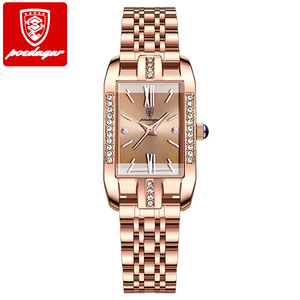 POEDAGAR 365 Women Watch Fashion Luxury Diamond Green Dial Square Quartz Watches Stainless Steel Ladies Wristwatch Gift - Product Image 5