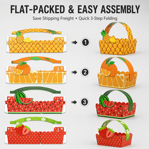 Custom Fruit Theme Paper Candy Treat Basket <b>Box</b> with Handle Kids Birthday <b>Party</b> Favor Gift Packaging Cardboard Snack Container - Product Image 4
