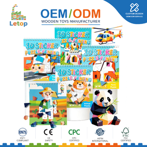 Puzzle 3D Geometrico in Legno e Carta Fai-da-Te, Blocchi con Motivi a Mosaico Montessori, Gioco Educativo per Bambini - Product Image 1