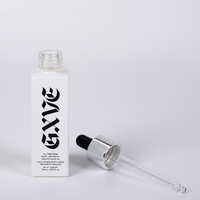 Flacon compte-gouttes carré en verre blanc écologique de 30 ml pour sérum de soin de la peau et collyre