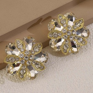 Broche en forme de fleur avec strass, en alliage de zinc, sertie de pierres, accessoire de fête pour femme, or rose - Product Image 1
