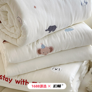 1688 Kids <b>Quilt</b> 3 Jin Double Layer Gauze Cotton Breathable Summer Air Conditioning Blanket With Cartoon Embroidery - Product Image 3