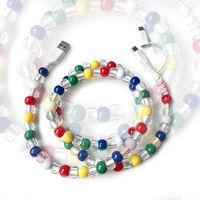 Câble de charge USB 3-en-1 populaire avec blocs de couleurs vives et perles, décor élégant, multi-connecteurs, pour synchronisation de données téléphoniques