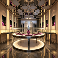 Vitrine de présentation de bijoux haut de gamme et design d'aménagement intérieur de boutique