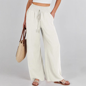 <span class=keywords><strong>Pantaloni</strong></span> di lino da <span class=keywords><strong>donna</strong></span> di recente lancio per abbigliamento Casual estivo con coulisse in vita <span class=keywords><strong>pantaloni</strong></span> da <span class=keywords><strong>donna</strong></span> alla moda - Product Image 4
