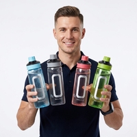 Bouteille d'eau sport en plastique écologique personnalisée de 700 ml avec support pour adultes, idéale pour la gym et le camping, à boire directement