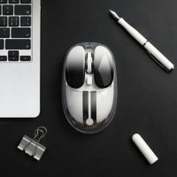 MOFii M60 Translucent Striped BT 2.4G Wired Triple Mode Quiet Ergonomic Office Gaming Rechargeable 400mAh Wireless Mouse