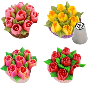 Boquilla Metálica para Decoración de Pasteles con Forma de Rosa, para Diseño de Glaseado de Cupcakes, Herramienta de Repostería No Tóxica - Product Image 1