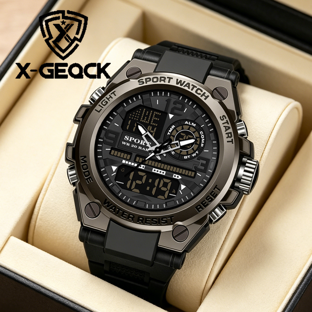 Sports Fashion Electronic Watch Waterproof and Shockproof Clock Night Light LED Dual Display Electronic Digital Men's Watch