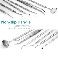 Ensemble de cure-dents 9 pièces Kit de cure-dents en fil dentaire portable Réutilisable en acier inoxydable Outils de nettoyage des dents