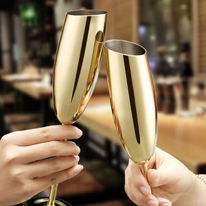 304 Stainless Steel Creative Beveled Mouth Red <b>Wine</b> Champagne Glasses <b>Goblet</b> for Family Banquet Outdoor Gathering - Product Image 3