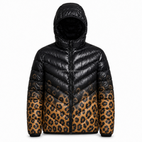 Doudoune à capuche thermochromique à changement de couleur, imprimé léopard, manteau d'hiver, vente en gros personnalisée