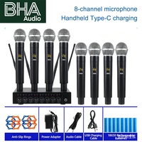 Microphone sans fil UHF 8 canaux BHA Y800, micro dynamique portable/casque, chargeur Type-C pour scène et église, nouvelle arrivée OEM