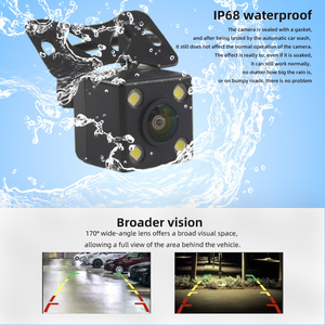 Phổ 12V xe phía sau xem máy ảnh CCD/AHD tầm nhìn ban đêm với 4LED điền ánh sáng thiết kế vuông cho đảo ngược Viện trợ - Product Image 3