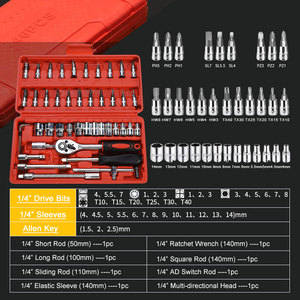 46pcs Car Repair <b>Tool</b> Kit 1/4 Inch Ratchet Torque Wrench <b>Set</b> Complete Professional Socket <b>Hand</b> <b>Tool</b> <b>Set</b> TS-WRH102 Carbon Steel C - Product Image 4