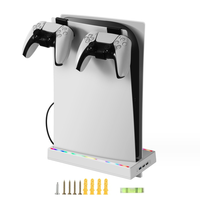 Support mural RGB pour console PS5, manette, casque et accessoires de jeu