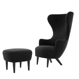 Sillón Individual de Diseño Italiano, de Lujo, Tapizado en Terciopelo Azul Suave, Respaldo Alto, para Sala de Estar - Product Image 5